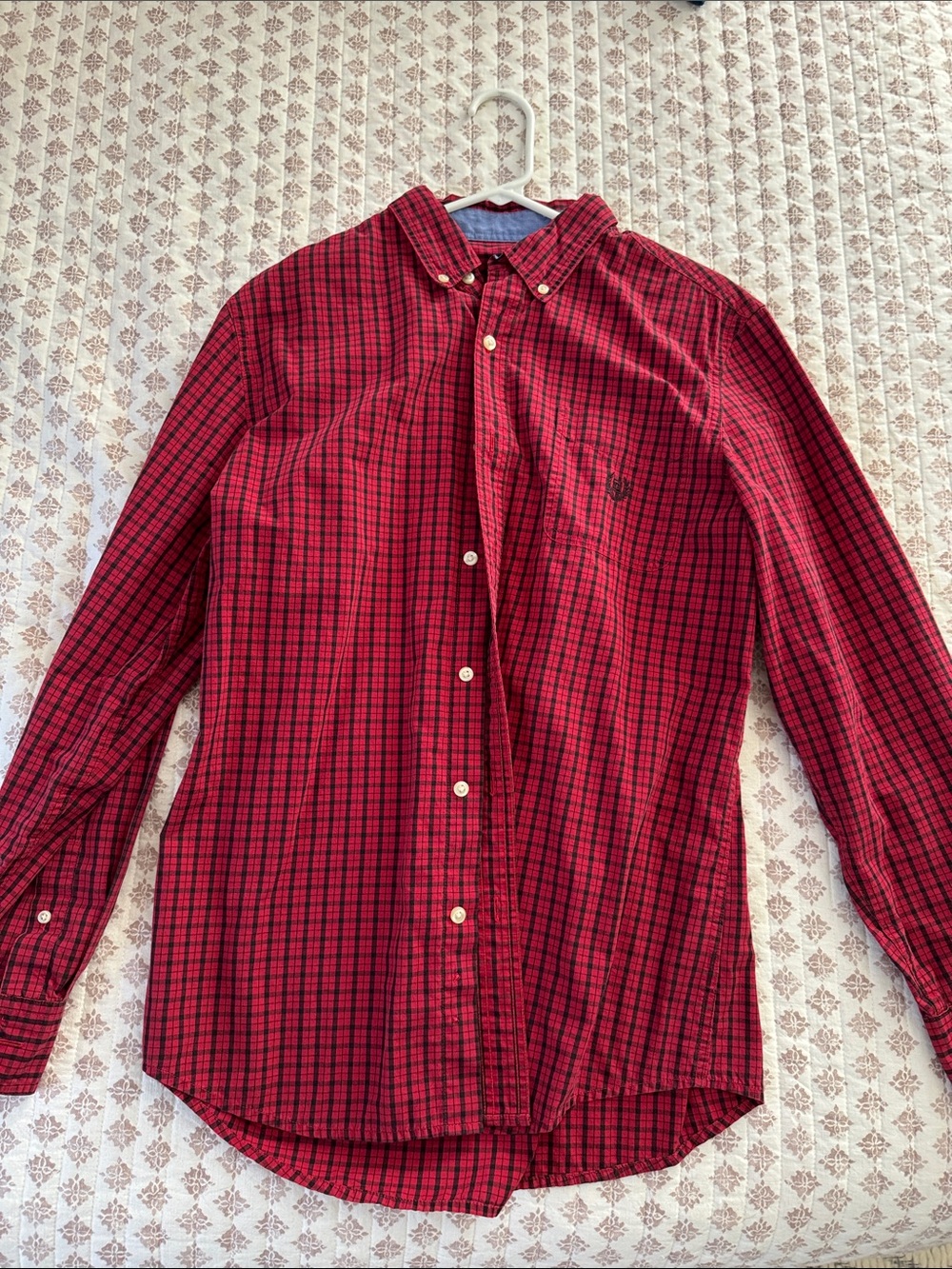 Chaps Red and Black Plaid Button-Down Shirt